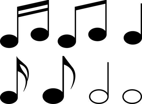 Set Of Music Notes Icons. Black Notes Symbols. PNG