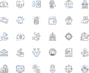 Cash line icons collection. My, Currency, Wealth, Funds, Coins, Banknotes, Finances vector and linear illustration. Payment,Revenue,Income outline signs set Generative AI