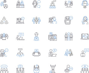 Buyers line icons collection. Consumers, Purchasers, Shoppers, Acquirers, Buyers, Patrons, Investors vector and linear illustration. Customers,End-users,Clients outline signs set Generative AI