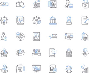 Bank corporation line icons collection. Loans, Savings, Investment, Finance, Deposits, Mortgages, Credit vector and linear illustration. Interest,Trust,Security outline signs set Generative AI