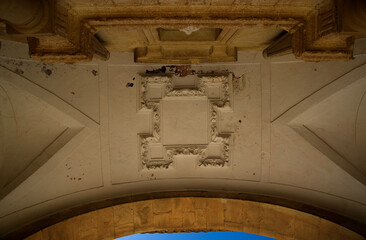 Detail of entrance ceiling in church in the town of "El Toboso", Ciudad Real, Castilla la Mancha, Spain