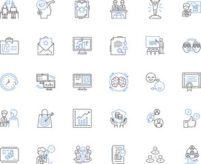 Brand representation line icons collection. Identity, Perception, Image, Reputation, Authenticity, Trusrthiness, Personality vector and linear illustration. Generative AI