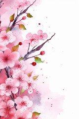Celebrate Asian American Heritage Month [Generative AI]: Beautiful Cherry Blossom Watercolor with Large Copy Area