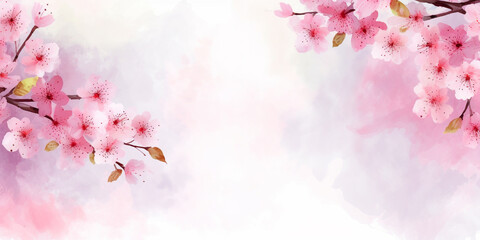 Obraz na płótnie Canvas Celebrate Asian American Heritage Month [Generative AI]: Beautiful Cherry Blossom Watercolor with Large Copy Area