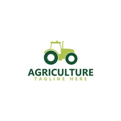 Agriculture and farming with tractor icon logo isolated on white background