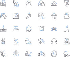 Amusement endeavors line icons collection. Thrilling, Exhilarating, Fun, Exciting, Adventure, Amusing, Frenzy vector and linear illustration. Entertainment,Joy,Pleasure outline signs set Generative AI