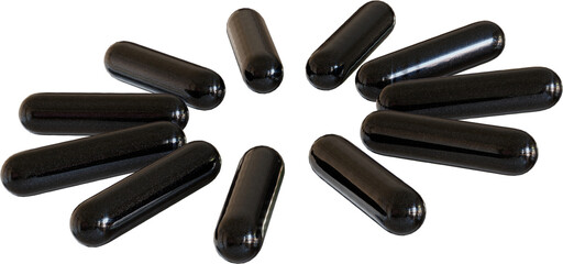 3d rendering. Abstract geometric shapes illustration. Modern minimal black glossy objects isolated on transparent background