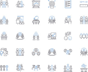 Allies line icons collection. Comrades, Support, Unity, Cooperation, Partnership, Friendship, Collaboration vector and linear illustration. Alliance,Assistance,Cohesion outline signs set Generative AI