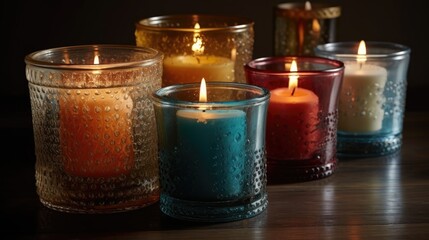 Colorful candles in a jar