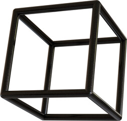 3d rendering. Abstract geometric shapes illustration. Modern minimal black glossy objects isolated on transparent background