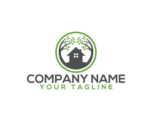 Home And Tree Natural Logo Template. Unique natural home Vector Design Concept.