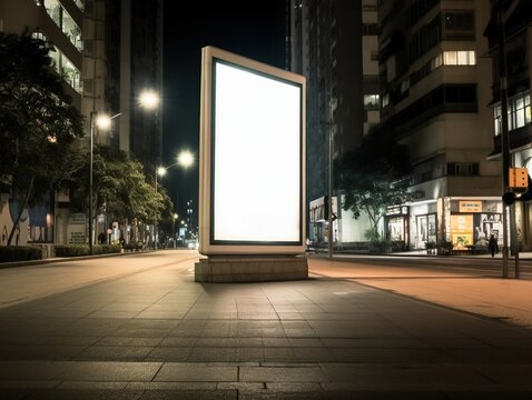 Billboard street mockup. Blank street advertising stand modern. Green, red, bus stop, Paris, New York, São Paulo, generative ai. Advertsign, marketing, billboard. 