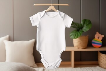 Baby short sleeve bodysuit mockup. Generative AI. Baby clothes. 