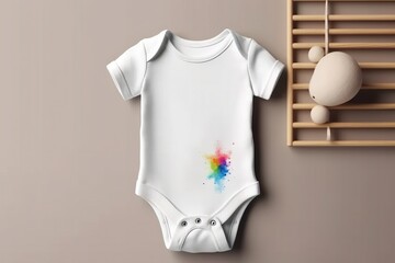 Baby short sleeve bodysuit mockup. Generative AI. Baby clothes. 
