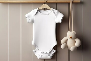 Baby short sleeve bodysuit mockup. Generative AI. Baby clothes. 
