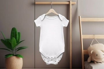Baby short sleeve bodysuit mockup. Generative AI. Baby clothes. 