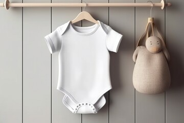 Baby short sleeve bodysuit mockup. Generative AI. Baby clothes. 