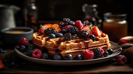 waffle with berries on top