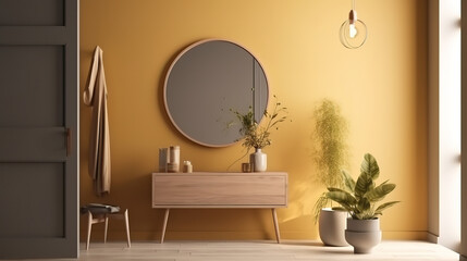 Free photo two poster frame mockup in scandinavian style living room interior. Generative Ai