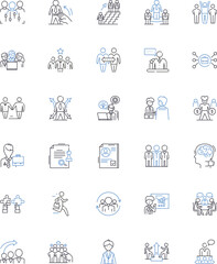 Workflow organizing line icons collection. Efficiency, Planning, Productivity, Collaboration, Streamlining, Optimization, Delegation vector and linear illustration. Generative AI