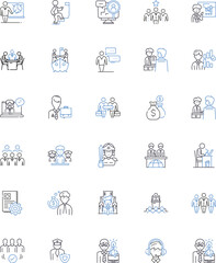 workload management line icons collection. Prioritization, Delegation, Deadlines, Multitasking, Productivity, Efficiency, Optimization vector and linear illustration. Generative AI
