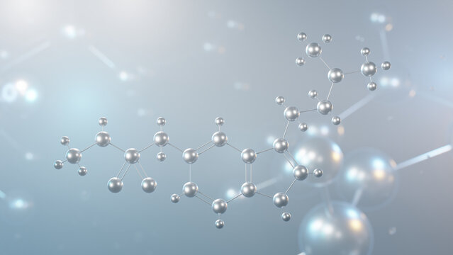 sumatriptan molecular structure, 3d model molecule, imitrex, structural chemical formula view from a microscope