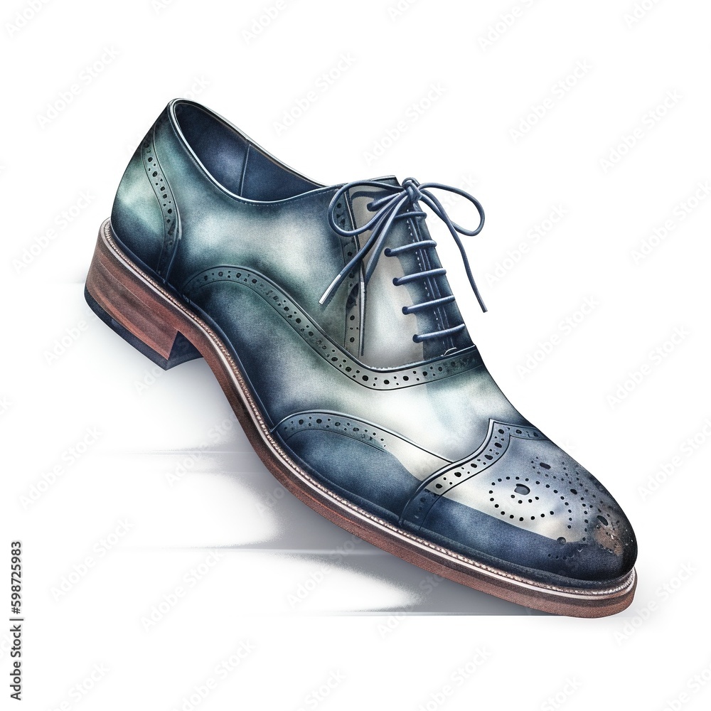 Sticker Watercolor illustration of shoes on a white background. Generative AI.