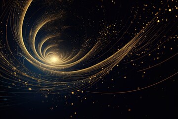 Abstract space background with golden spiral.  Generative AI.
