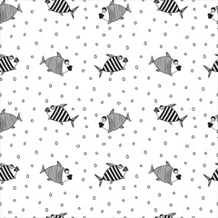 Cute fish. Kids lbackground. Seamless pattern. Can be used in textile industry, paper, background, scrapbooking.