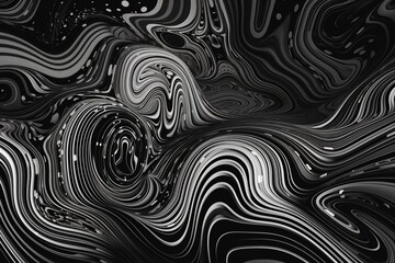 Striped black and white wavy design. Generative AI.