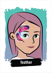 Face-Painting Creative Card Menu Design- Feather