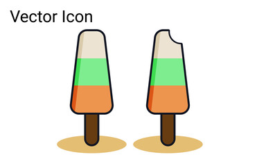 colorful ice cream of Popsicle stick icon, flat design