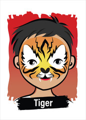 Face-Painting Creative Card Menu Design- Tiger


