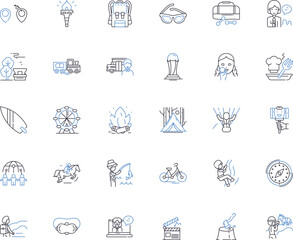 Robust physical pastimes line icons collection. Endurance, Strength, Stamina, Agility, Flexibility, Intensity, Power vector and linear illustration. Resilience,Grit,Discipline outline Generative AI