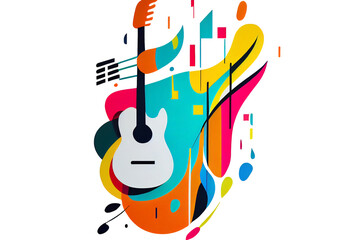 Abstract Colorful Guitar Picture Digital