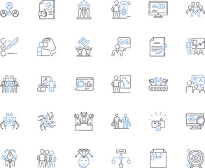 Fototapeta na wymiar Scheme line icons collection. Syntax, Evaluation, Procedure, Recursion, Macro, Closure, Variable vector and linear illustration. List,Vector,Boolean outline signs set Generative AI