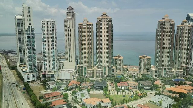 modern skyscrapers in downtown Panama City, Panama on April 