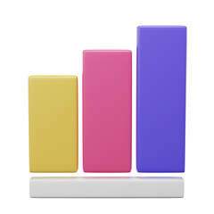 business bar graph icon on white background ,3d rendering 