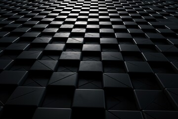 3D black hexagonal mosaic background. Generative AI illustration