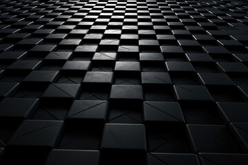 Naklejka premium 3D black hexagonal mosaic background. Generative AI illustration