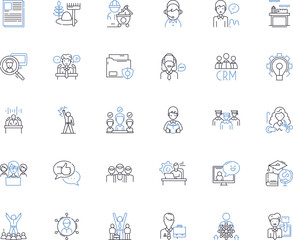 Obraz premium Operational efficacy line icons collection. Efficiency, Productivity, Effectiveness, Optimization, Streamlining, Rationalization, Performance vector and linear illustration. Generative AI