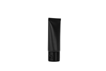 Blank label facial cleanser skincare black tube bottle with lid.