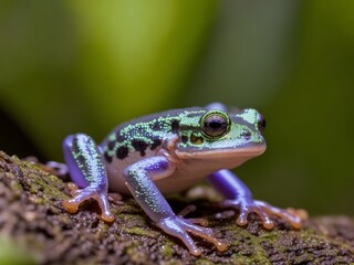 Fototapeta premium A close up of an violet small frog created with generative ai