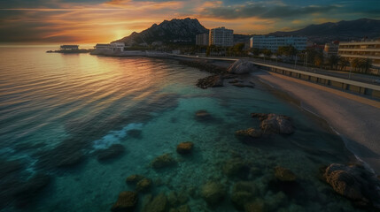 Beautiful sunset sea coast