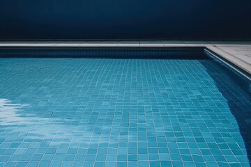 Obraz premium The bottom of the pool is covered with mosaic tiles, the pool is filled with water, generative AI.