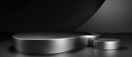 modern silver background with a shiny podium, generative ai illustration