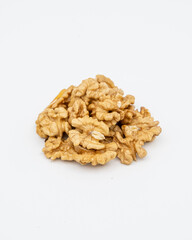 peeled walnut isolated on white background