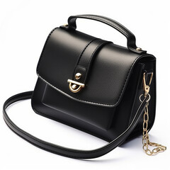 Black elegant small women's bag. Illustration Generative AI.