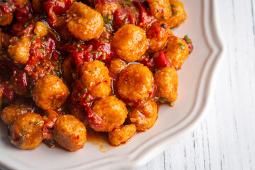 Traditional delicious Turkish food; bulgur garlic meatball (Turkish name; Sarimsakli bulgur kofte or Fellah koftesi)