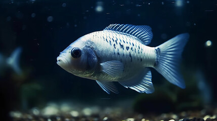 Fototapeta premium Blue butterfly fish. Illustration AI Generative.